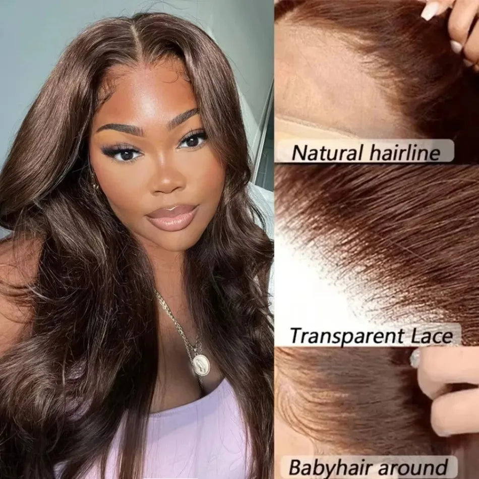 Chocolate Brown Body Wave Wig HD Lace Frontal