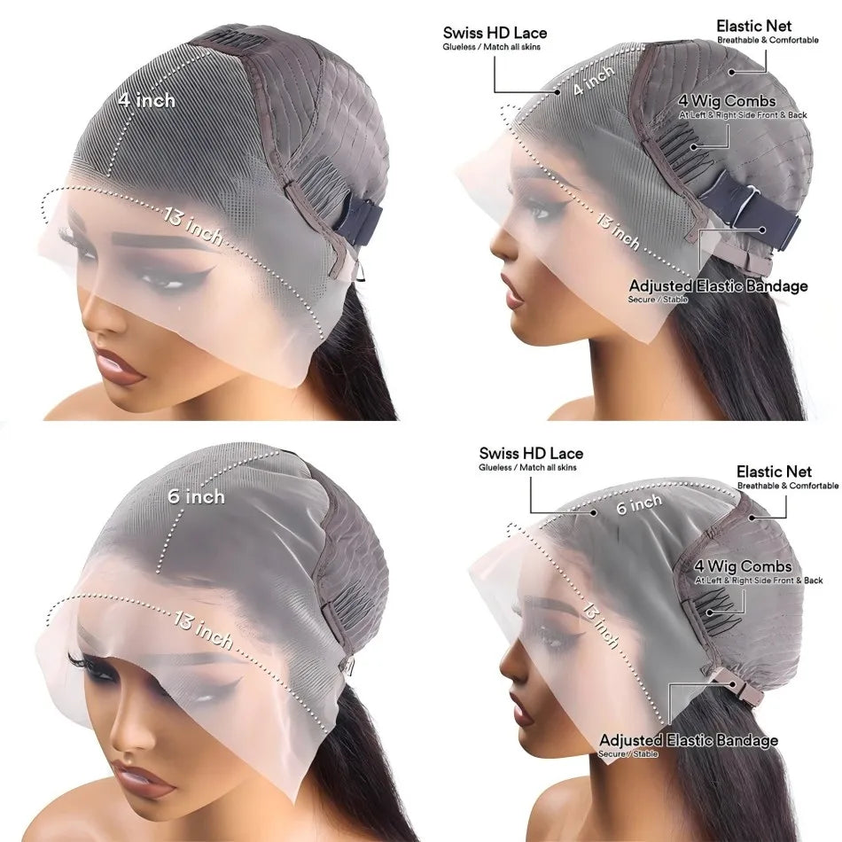 Water Wave Glueless Wig Human Hair Closure Wig