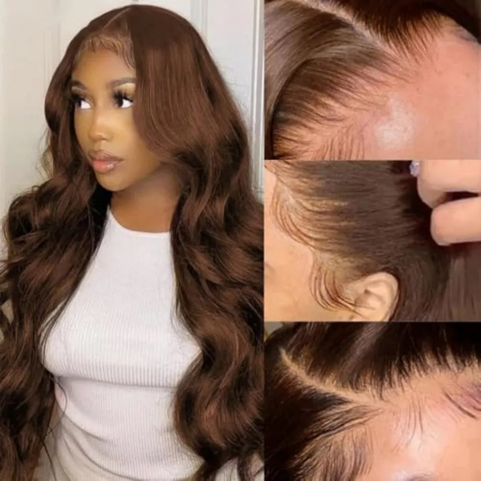 Chocolate Brown Body Wave Wig HD Lace Frontal