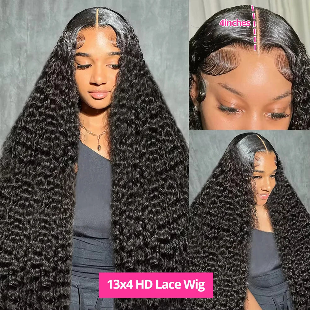 Water Wave Glueless Wig Human Hair Closure Wig