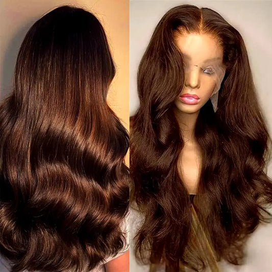 Chocolate Brown Body Wave Wig HD Lace Frontal