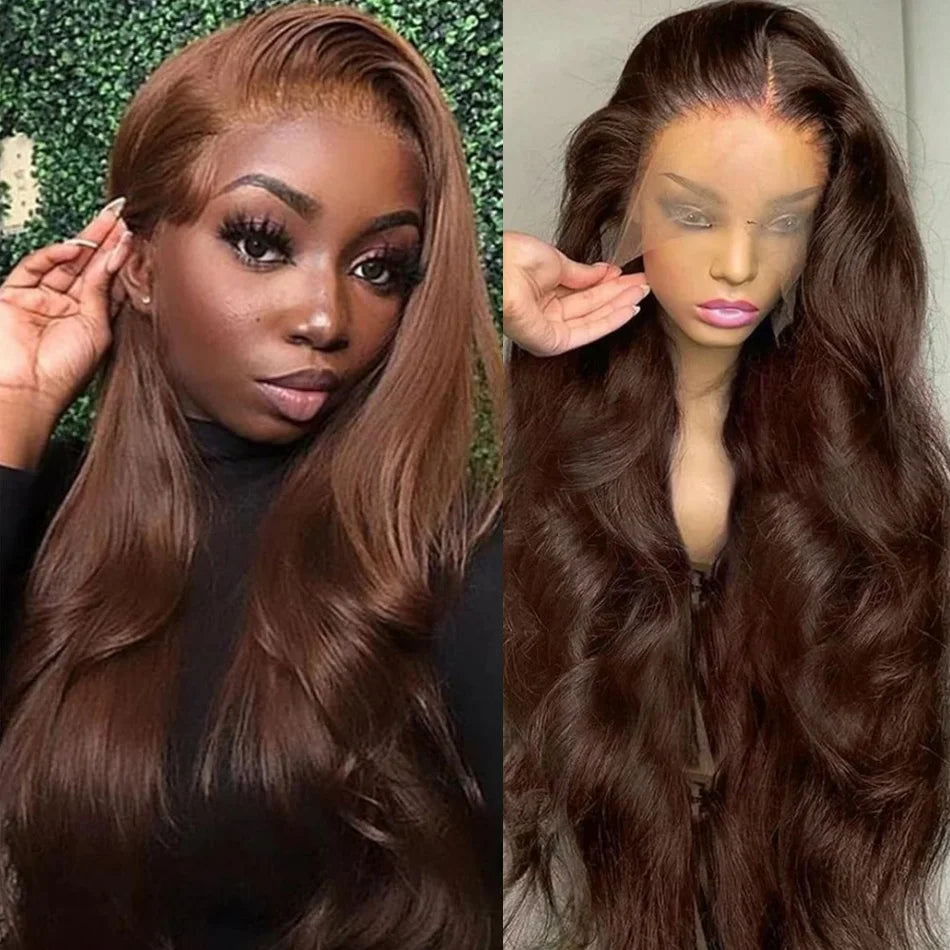 Chocolate Brown Body Wave Wig HD Lace Frontal