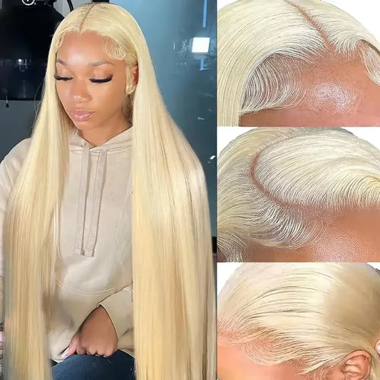 HD Transparent Full Frontal Lace  Blonde Colored